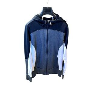 Sport tek ladies M black grey white color block hoodie jacket full zip